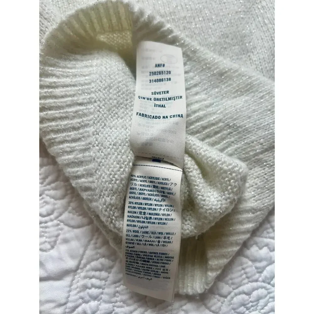 Abercrombie Kids Girls White Wool Blend Sweater Size Medium Moose logo